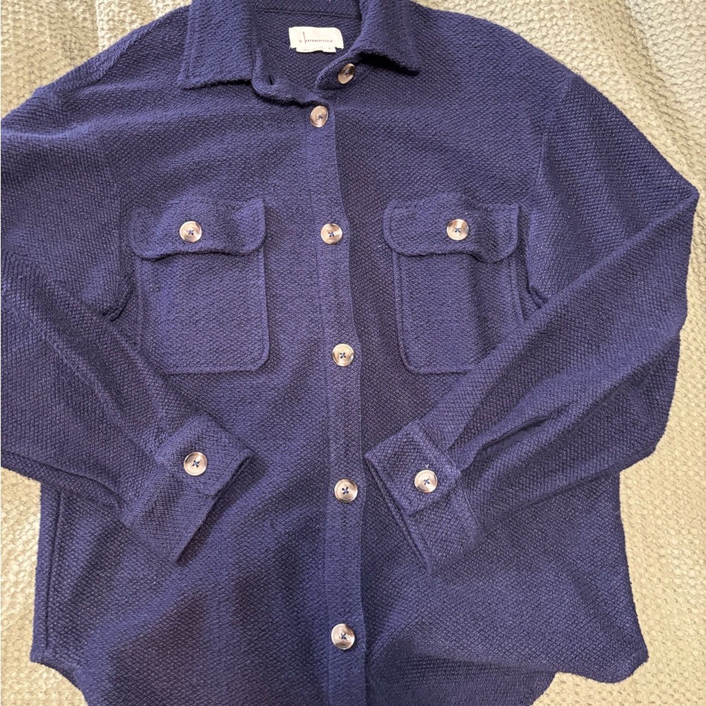 Anthropologie Blue Knit Shacket